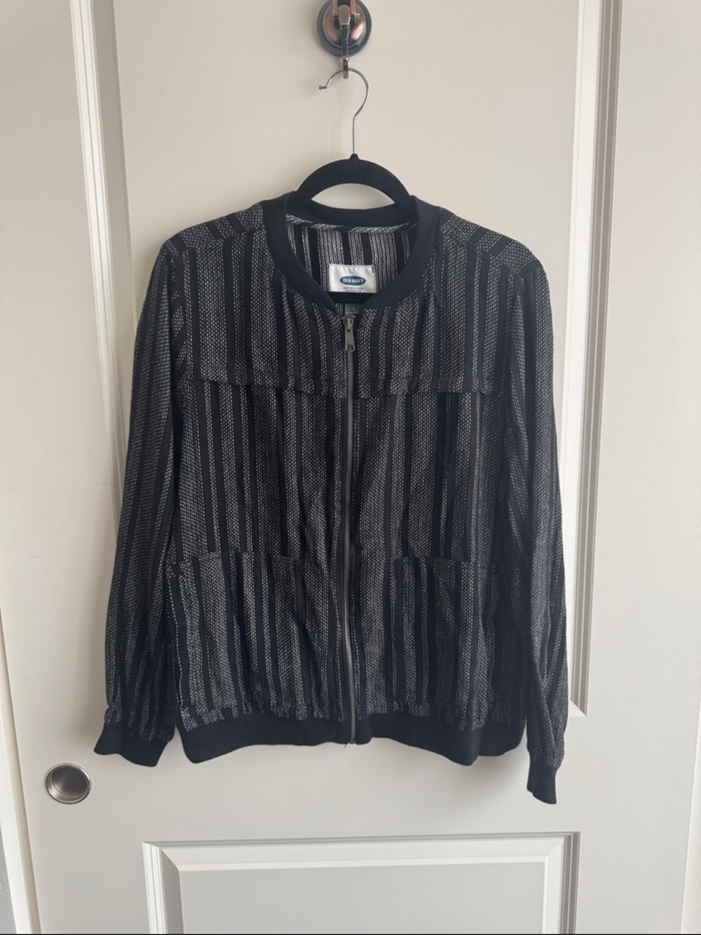 Old Navy Black Striped Bomber Jacket